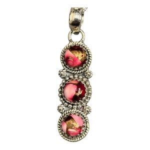 925 Sterling Silver Women’s Red Rose Dahlia Pendant Necklace with 18” SS Chain